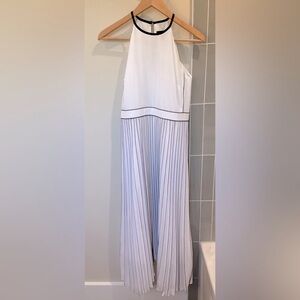 Banana Republic Halter Top Midi Dress with Pleated Skirt and Black Trim